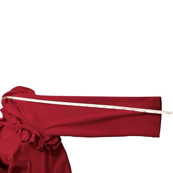 Lauren Ralph Lauren Red Ruffle Shoulder Top Petite Small 3/4 Sleeve - Picture 7 of 7